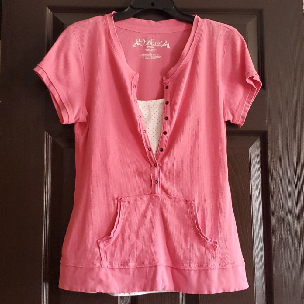 LA Blues two piece pink and polka dot tops